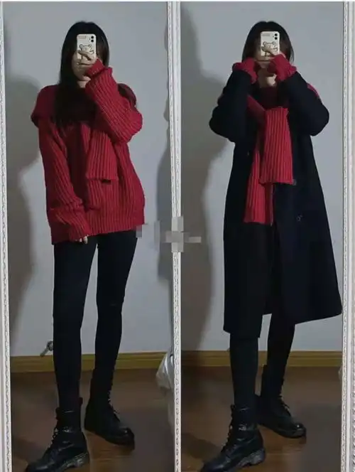 女生黑色大衣怎么搭配裤子和鞋子