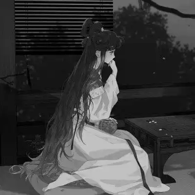 古风动漫情头黑白漫画一对