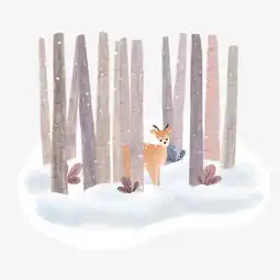 冬季雪景林深见鹿手绘插画图片素材其他格式下载动漫人物大全