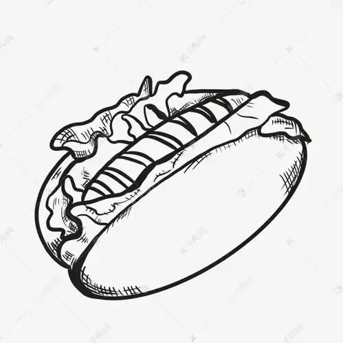 卡通线描黑白面包元素素材图片免费下载千库网