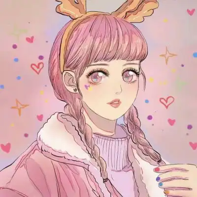 复古动漫女头像粉色复古风图片女生头像