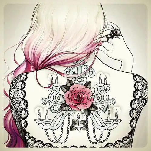 美女后背,前胸欧美纹身素材