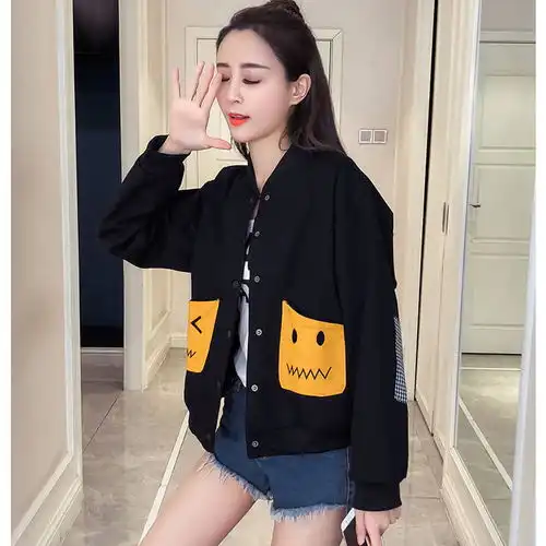 2020春季原宿风外套少女学生韩版宽松ulzzang夹克港味棒球服女潮