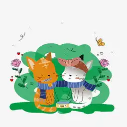 卡通手绘两只小猫矢量免抠图图片素材其他格式下载动漫人物大全