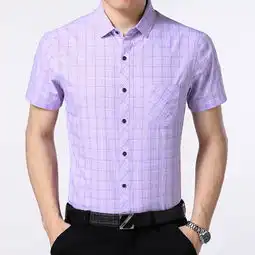2018夏季新款简约时尚花色气质男装短袖衬衫