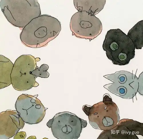 小动物图片卡通头像插画