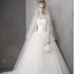 婚纱verawang同款高级定制婚纱,加绣花图案