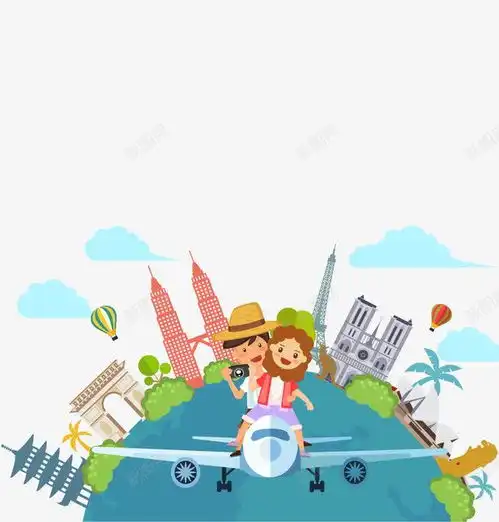 卡通情侣环球旅行广告页面网页平面电商创意素材环球旅行素材