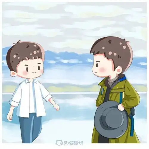 粉丝自制易烊千玺x韦一航q版人物,快和可爱航航来一场说走就走的旅行