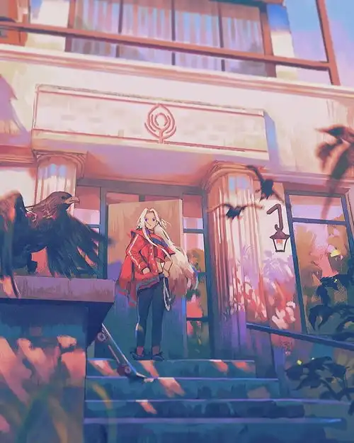 二次元女孩日常插画,画风与色感,让人沉醉在光影里