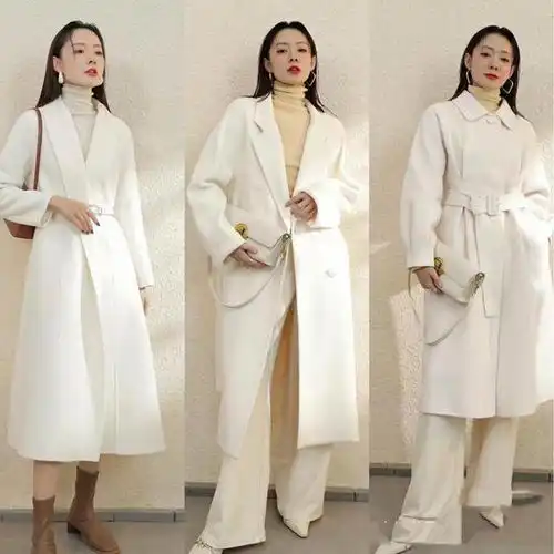 大衣别总穿黑色系,白色系更具仙女气质,俏皮温柔真是美极了