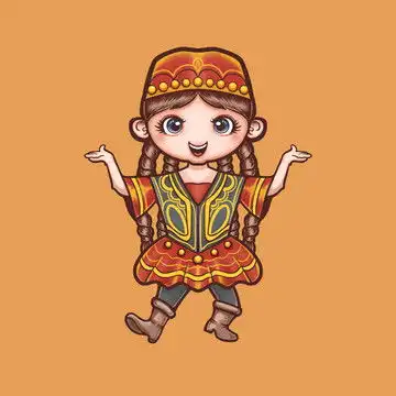 维吾尔族特产女孩插画