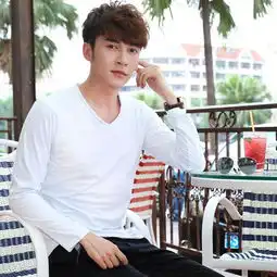 2014秋季新款纯棉保暖不变形修身男士长袖t恤时尚休闲桃心领潮款图片大全邮乐官方网站