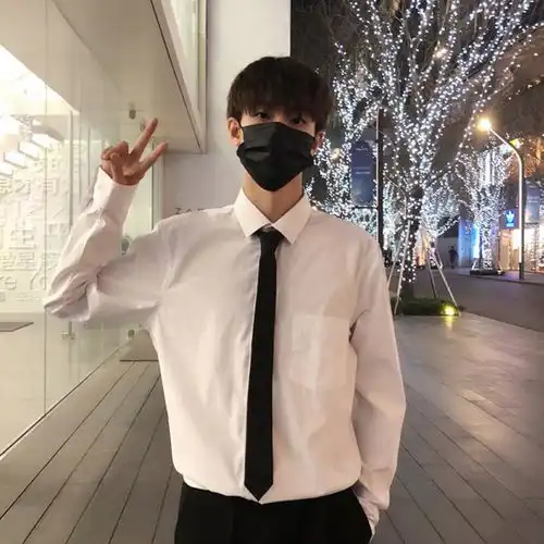 学生ins学院风百搭日系衬衫复古懒人男潮流宽松拉链韩版领带女