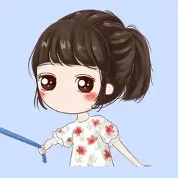 一个女孩用绳牵着一个男孩的卡通头像