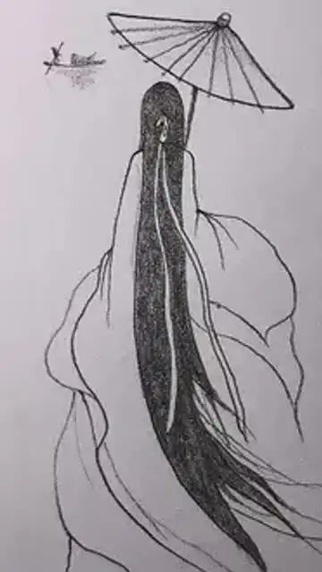 古风相思美女背影简笔画简笔画画画