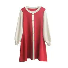 2020年春季韩系拼色显瘦女连衣裙a字