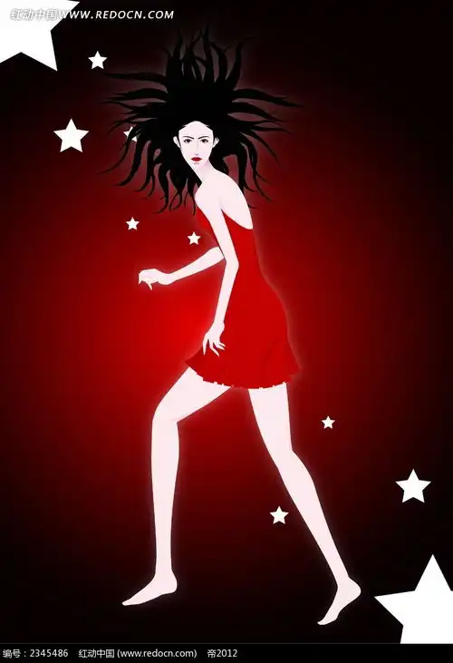 夸张头发红唇女人韩国漫画psd素材免费下载红动中国