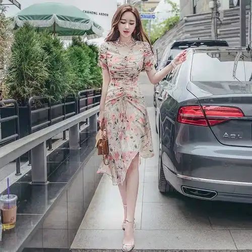 沙滩连衣裙,粉色系列,仙女气质轻熟风格