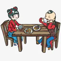 中国风唐装男孩女孩吃饭团圆图片素材其他格式下载动漫人物大全