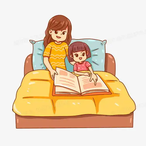卡通手绘母女睡前阅读亲子阅读场景png图片素材免费下载阅读png30003000像素