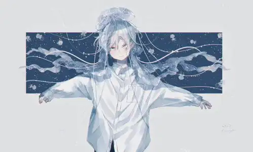 p站蓝色小清新治愈系漫画美少年二次元插画壁纸