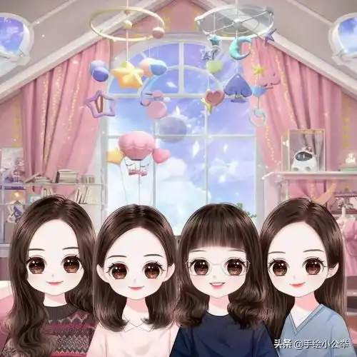 你的头像该换了,一家四口一儿一女亲子,真人照片变卡通头像