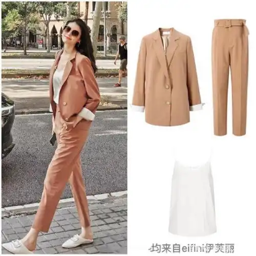 何穗巴塞罗那度假照甚是养眼,焦糖色西服装,可谓旅行穿搭教科书