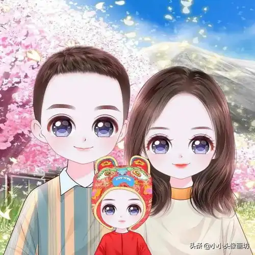 你的头像该换了,适合大众用的一家三口四口全家福真人卡通头像