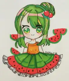 西瓜拟人q版可爱绿色系动漫夏木堆糖,美好生活研究所