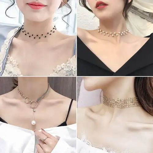 抖音网红同款颈链系列choker心动红色爱心颈链珍珠网红锁骨链女