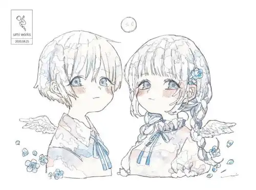水彩插画小清新动漫少女可爱手绘上色适合做头像