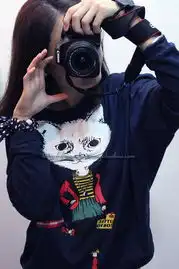 新品包邮春装新款外贸原单猫咪卡通图案宽松款蝙蝠袖卫衣长袖t恤