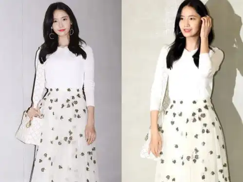 林允儿红毯高定礼服造型仙气飘飘,穿粉色系绸缎礼服如少女