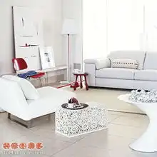 视觉家居白色简约美式客厅实景图中性色沙发