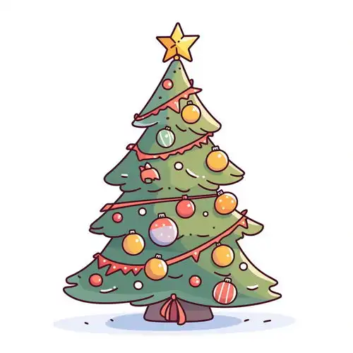 卡通线条绿色圣诞树素材图片广告素材下载至来源处