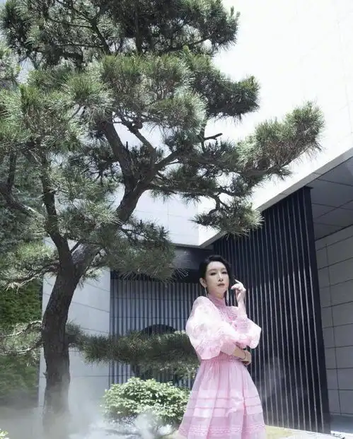 秦海璐装美成功,一袭粉色长纱裙精致优雅有气质,42岁依旧少女心