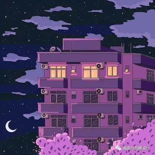 插画丨少女心爆棚的粉紫色系插画,像被施了魔法万物皆可甜