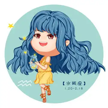 q版星座女孩卡牌系列矢量插画