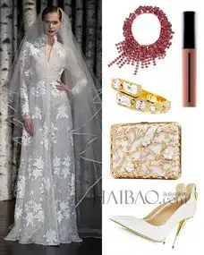 纳伊姆汗naeemkhan高领长袖婚纱打造优雅美人,尊贵气质中的时尚感