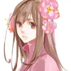 qq头像一个女孩红色衣服头上戴朵红花卡通.