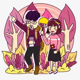 矢量手绘卡通情侣出游紫色幽恋小插画图片素材其他格式下载动漫人物大全