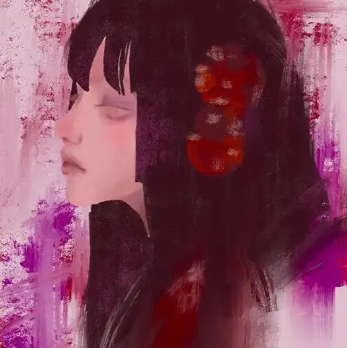 人像插画精致的日系发簪少女