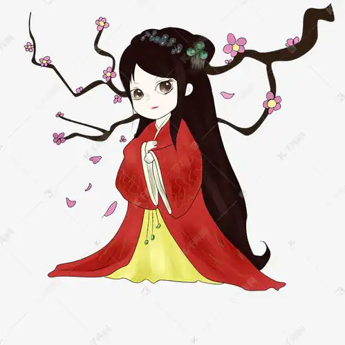 梅花树下古装美女插画素材图片免费下载千库网
