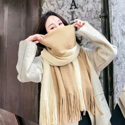 韩版情侣围巾冬季加长粗毛线围巾女百搭加厚秋冬季韩版围脖男学生