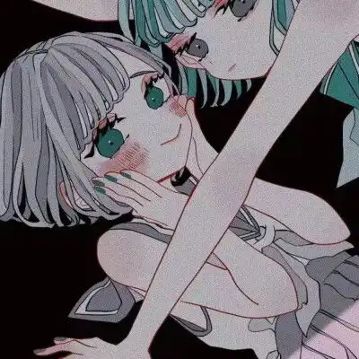 绿色系闺蜜头像一对动漫