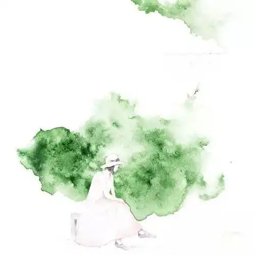 一组小清新水彩插画