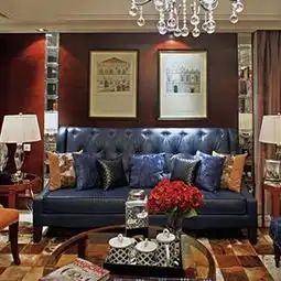 蓝色沙发搭配地毯