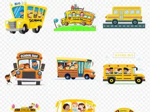 幼儿园儿童学生卡通黄色校车海报素材背景图片png
