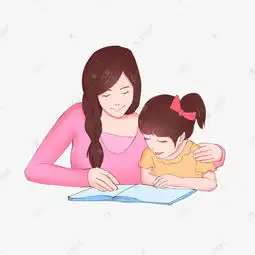 手绘三八妇女节母亲节妈妈和孩子看书素材图片免费下载千库网